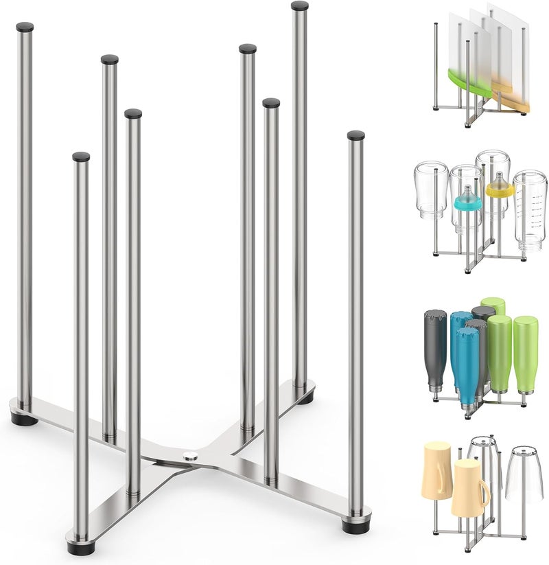 SHILFID Reusable Bag & Bottle Drying Rack, Baby Bottle Drying Rack, Collapsible Cup Drying Rack for Glass, Mugs -Stainless Steel Countertop Organizer - Image 1